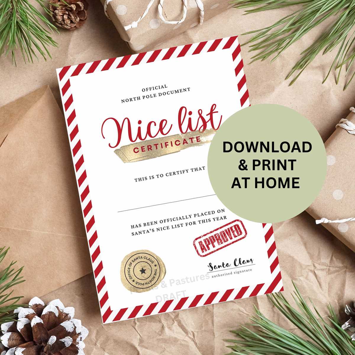 nice list certificate free printable