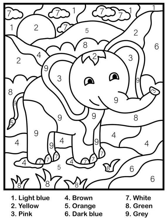 kids color by number printable