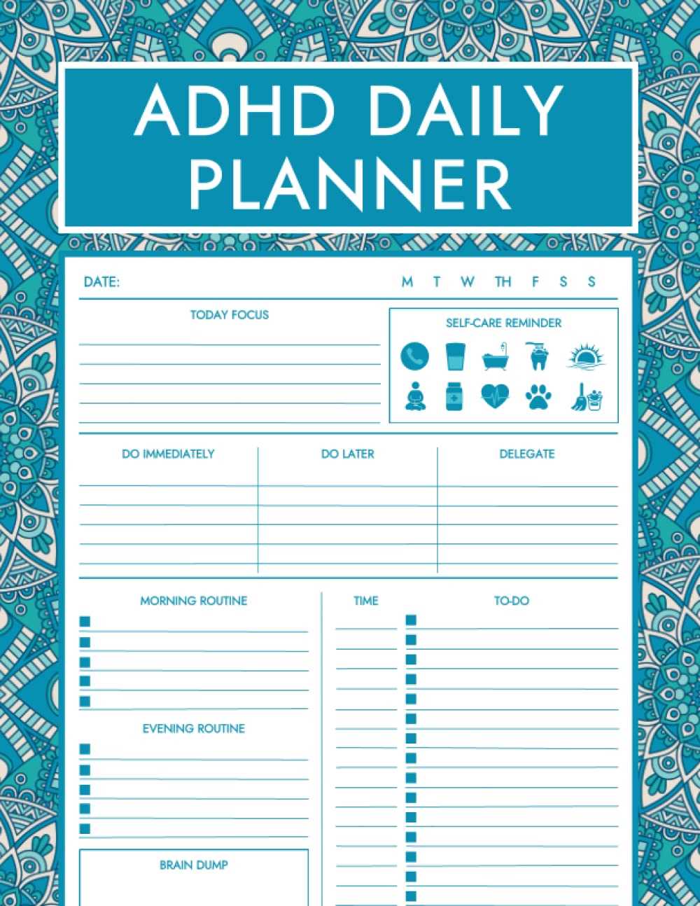 free printable adhd daily planner template