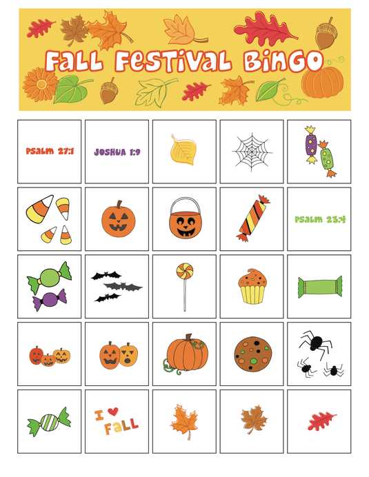 fall bingo game printables