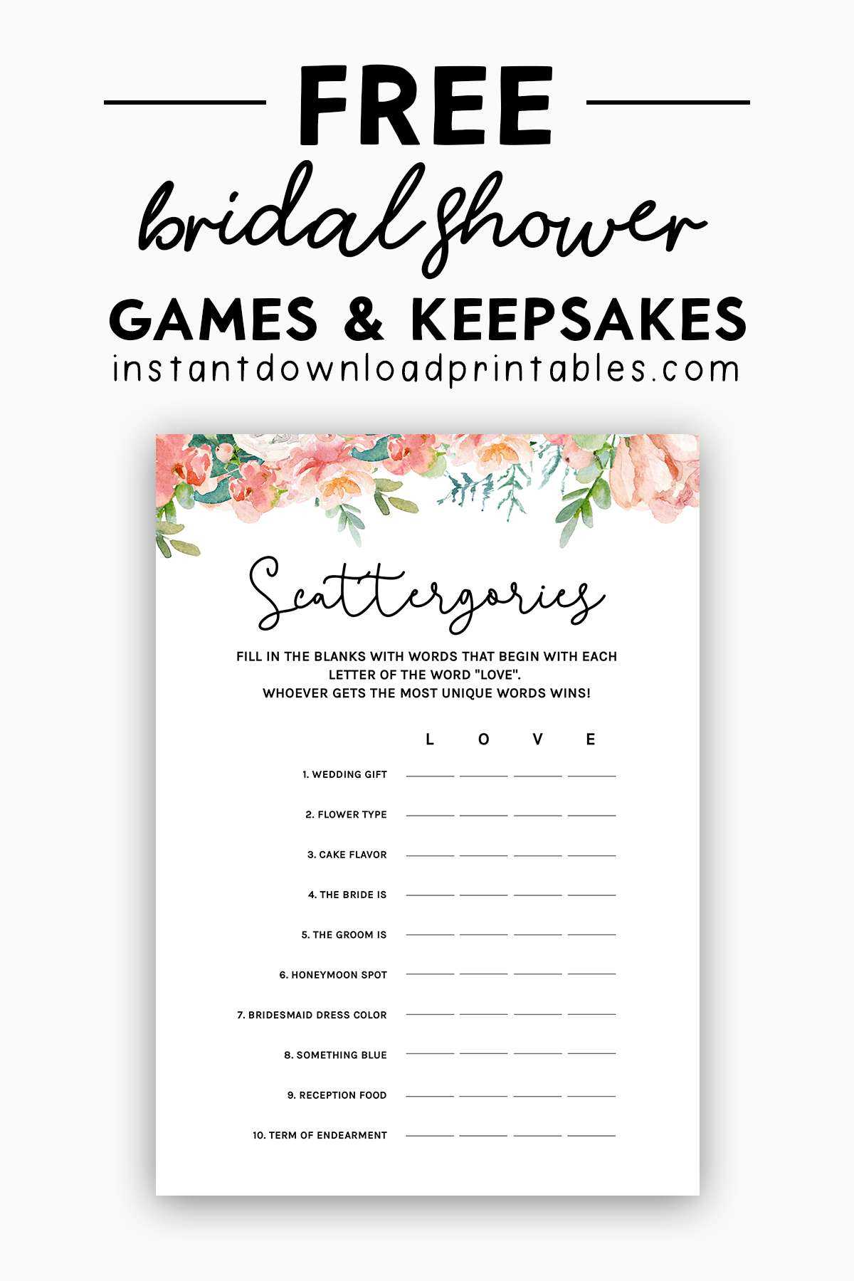 wedding shower printables
