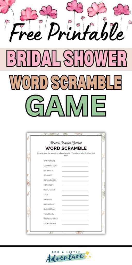 free printable bridal shower word scramble