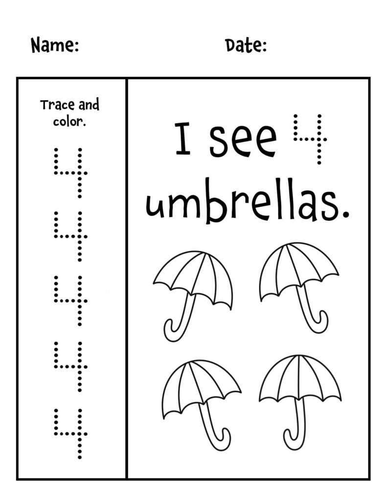 number 4 printables number 4 printables