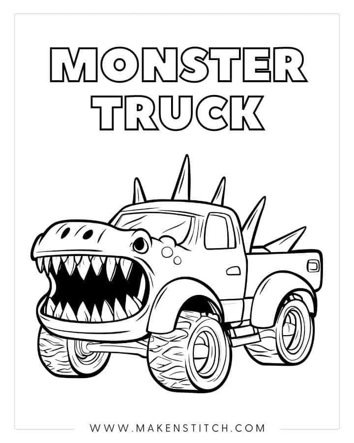 monster truck printable color page monster truck printable color page