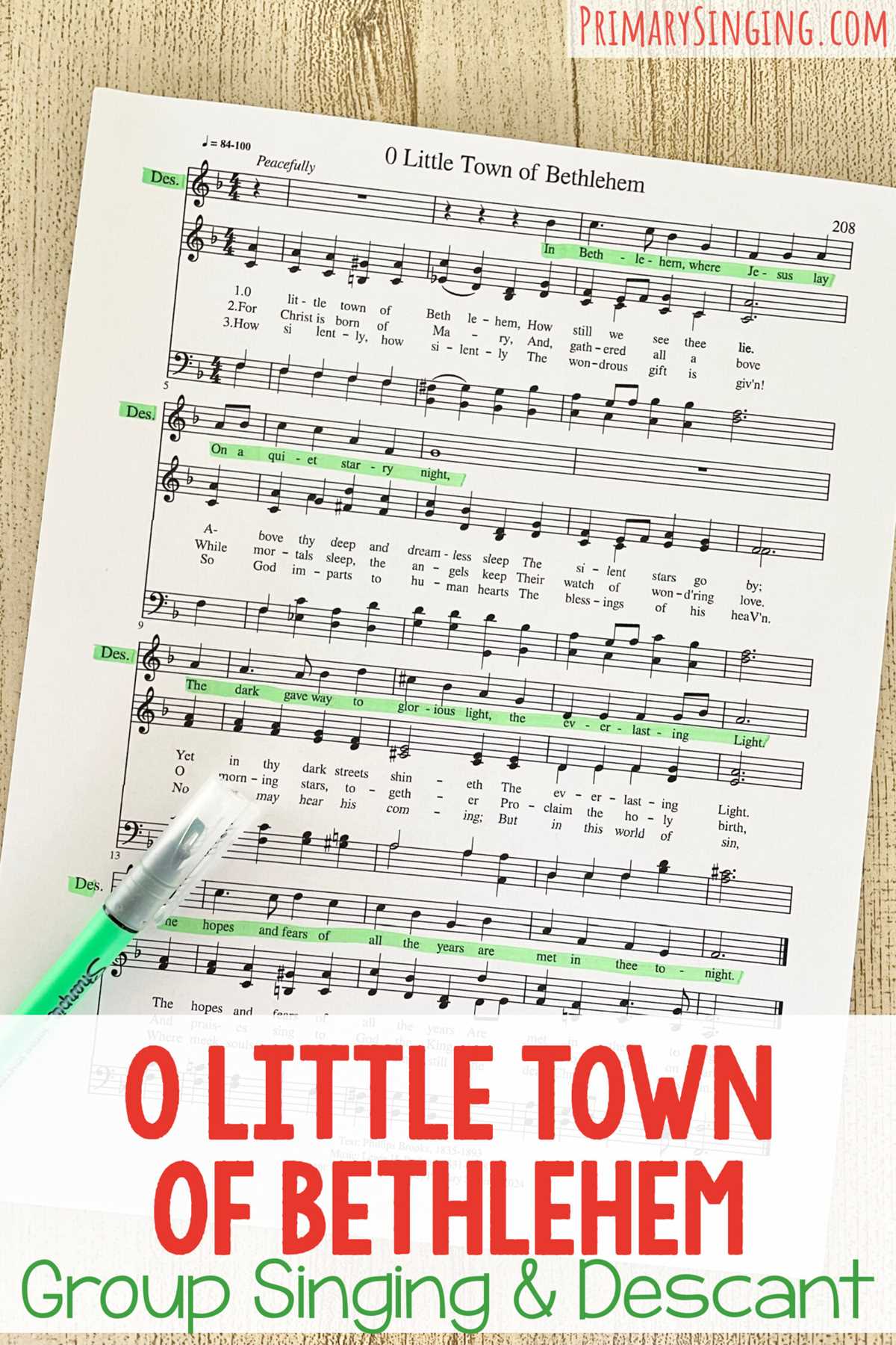 o little town of bethlehem printable lyrics