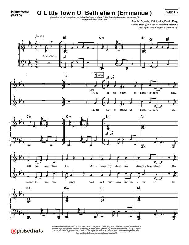 o little town of bethlehem printable lyrics