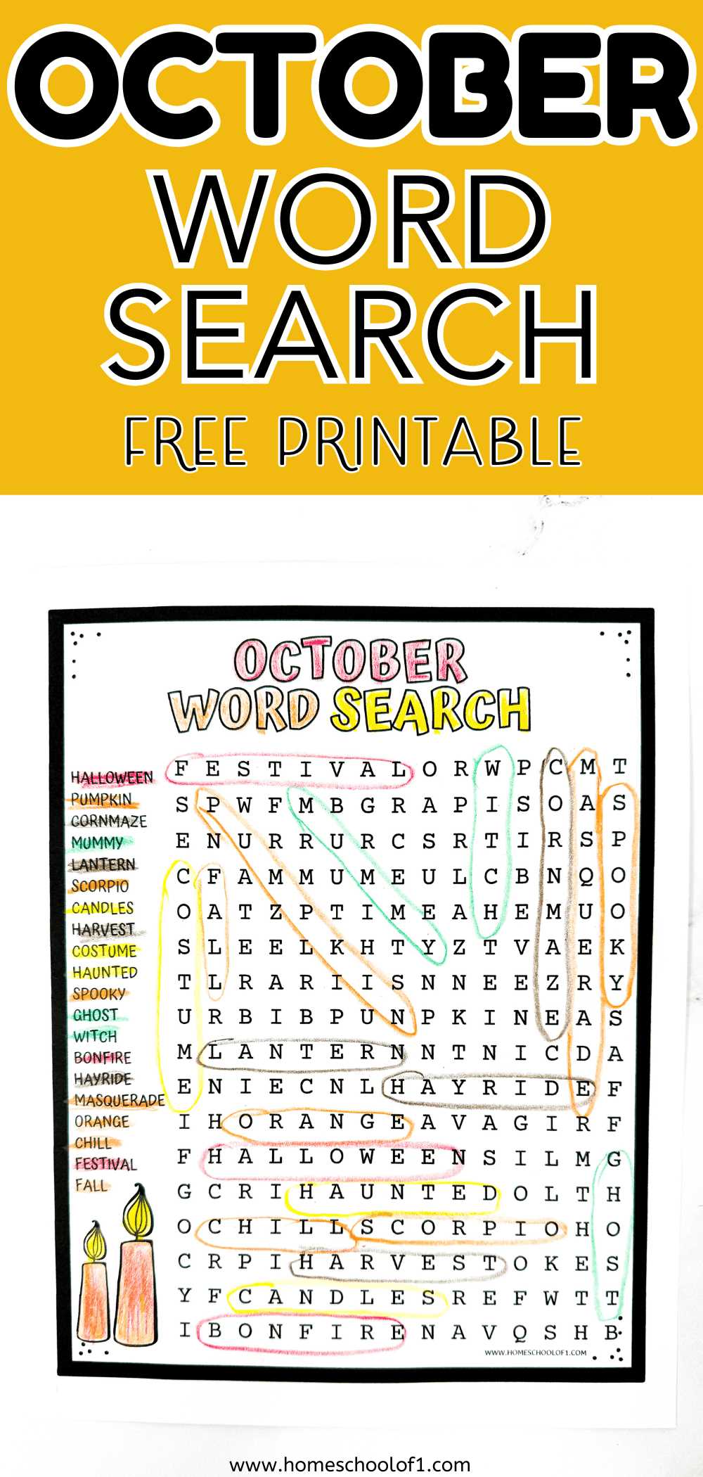 october word search printable