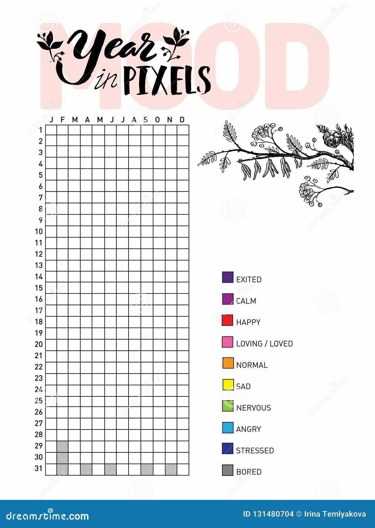 printable year in pixels