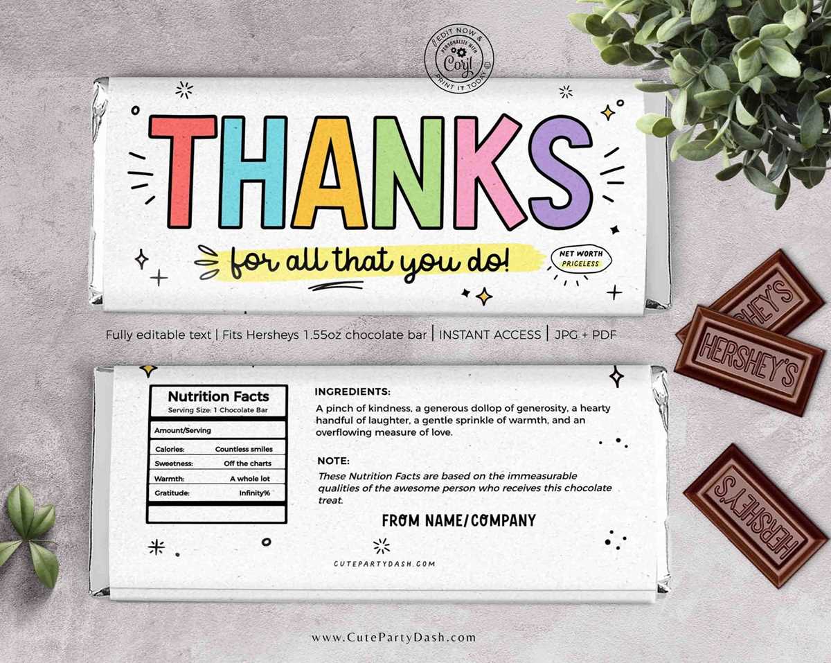 candy bar wrappers printable