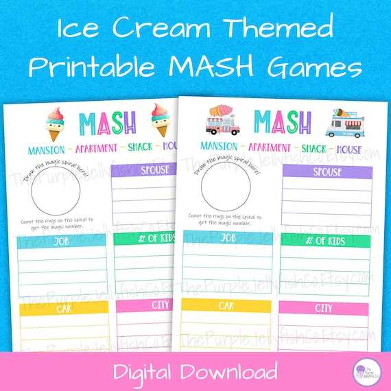 mash game printable
