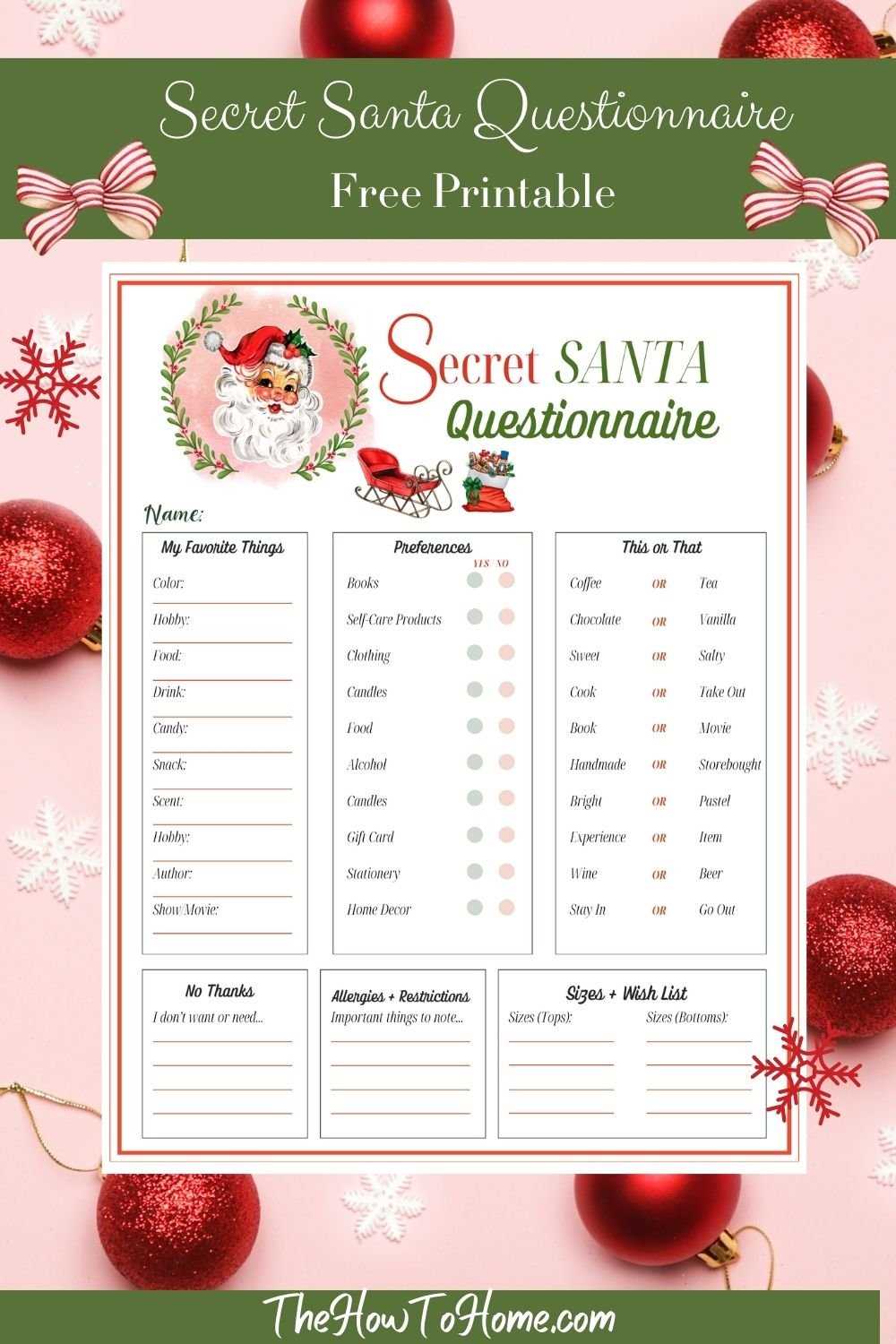 printable secret santa survey