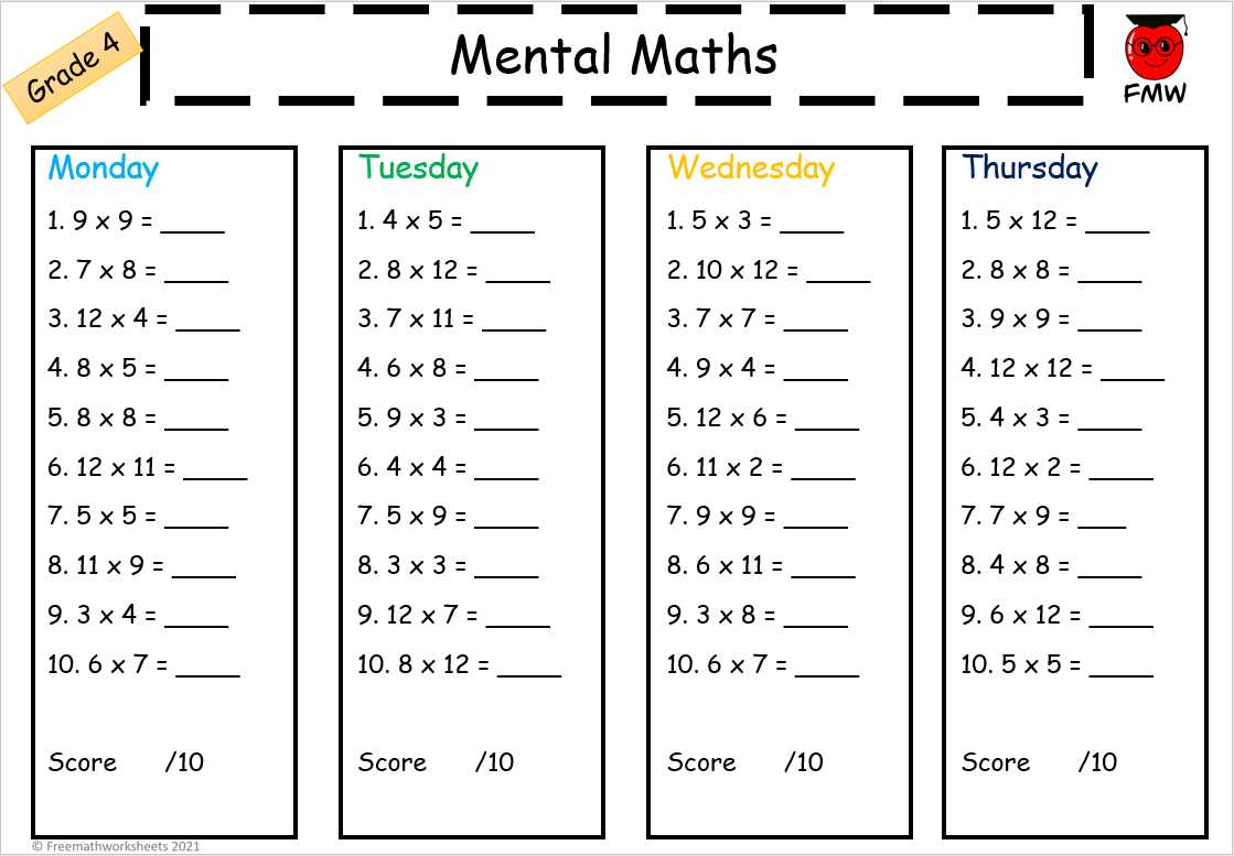 printable math pages for 4th graders