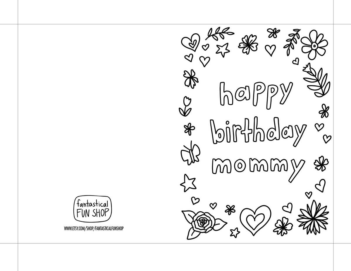 foldable birthday cards for mom printable coloring foldable birthday cards for mom printable coloring