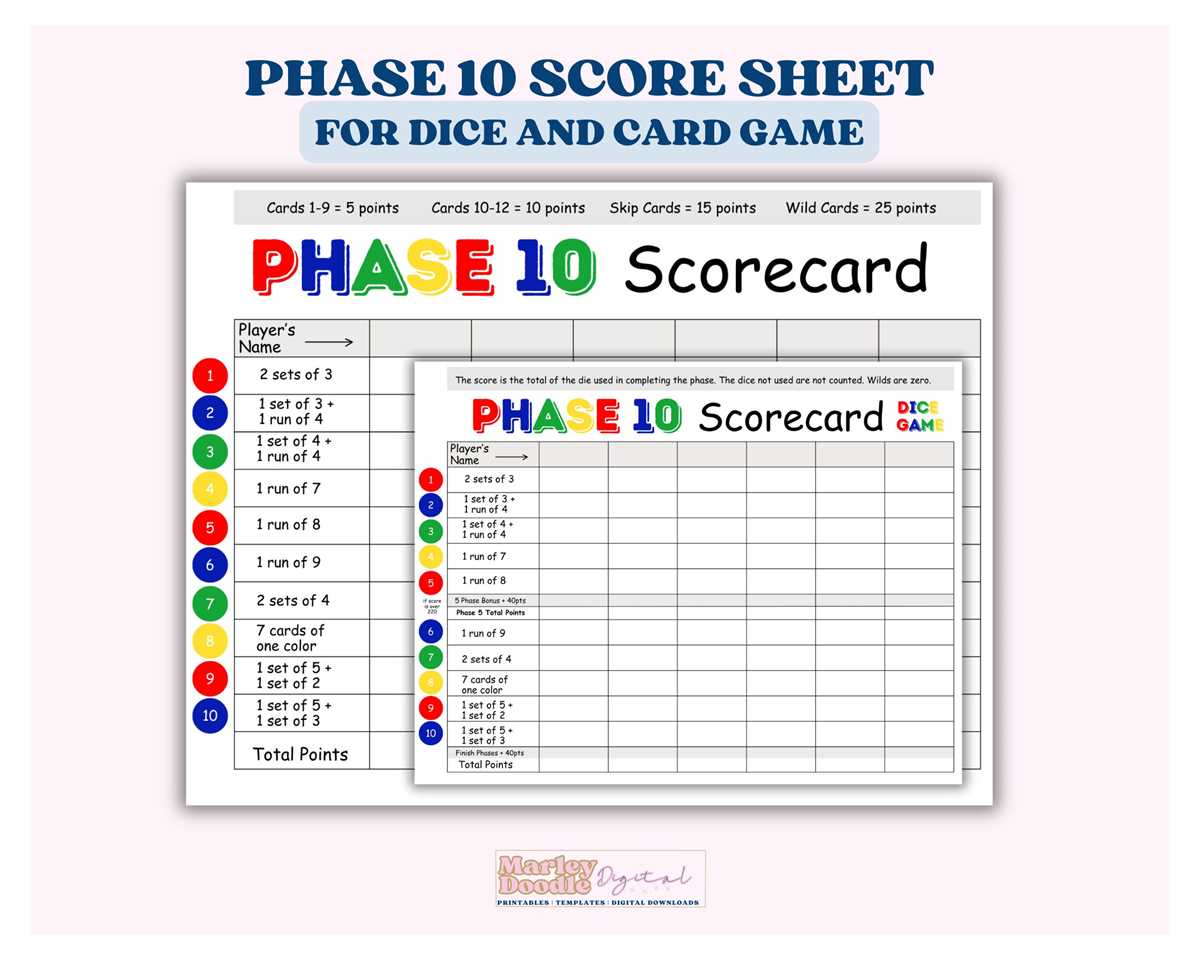 phase 10 printable phase 10 printable