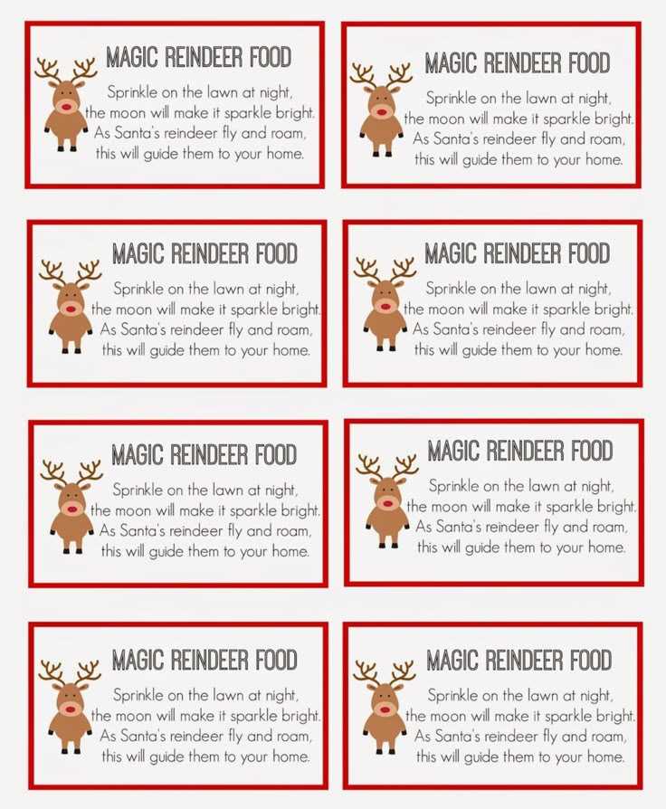 free printable reindeer food label