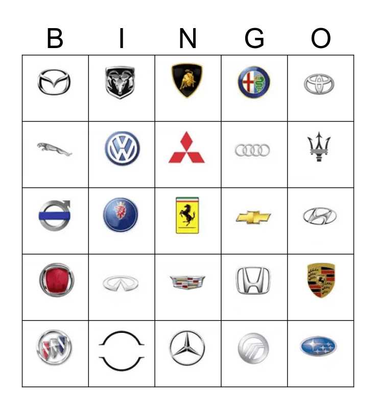 printable car bingo
