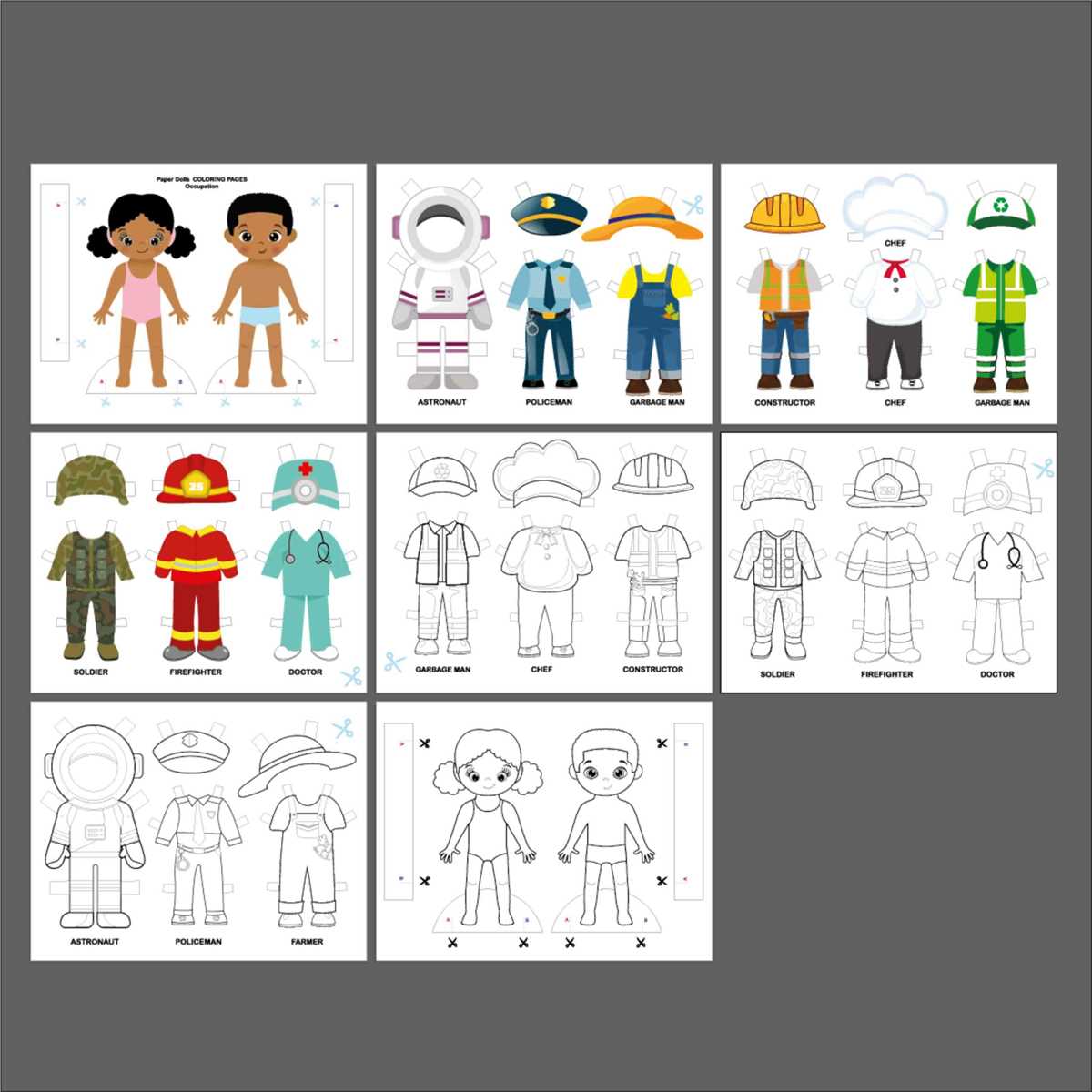 paper dolls printable black and white