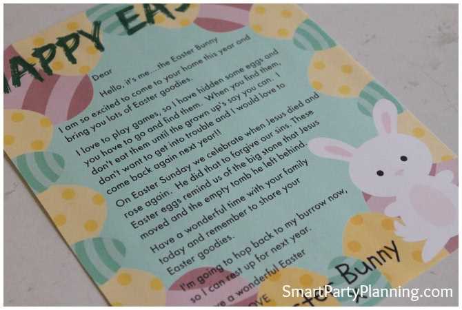 free printable easter bunny letter