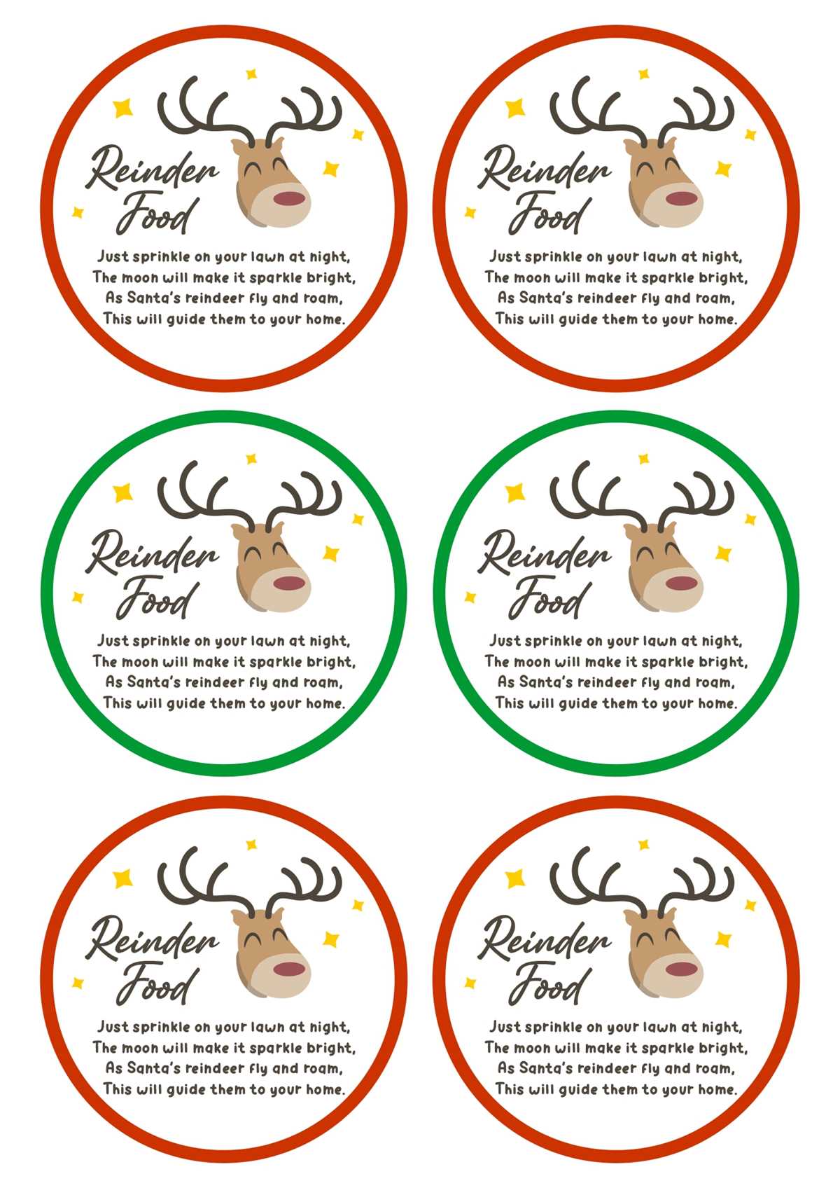 reindeer food labels printable free