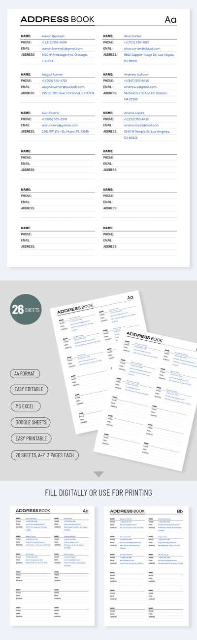 printable address book