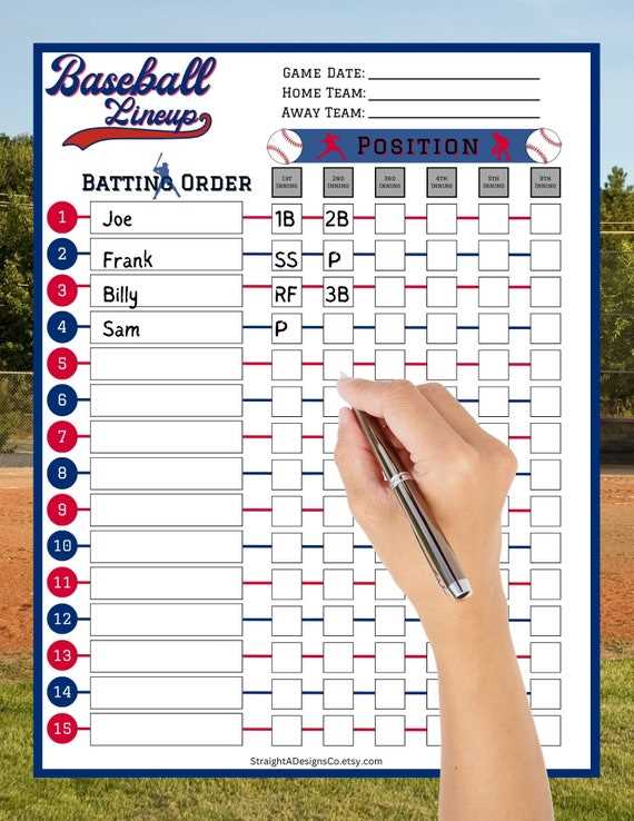printable baseball batting lineup cards