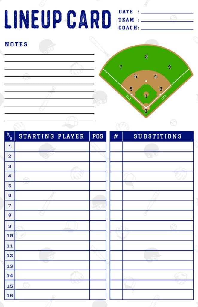printable baseball batting lineup cards