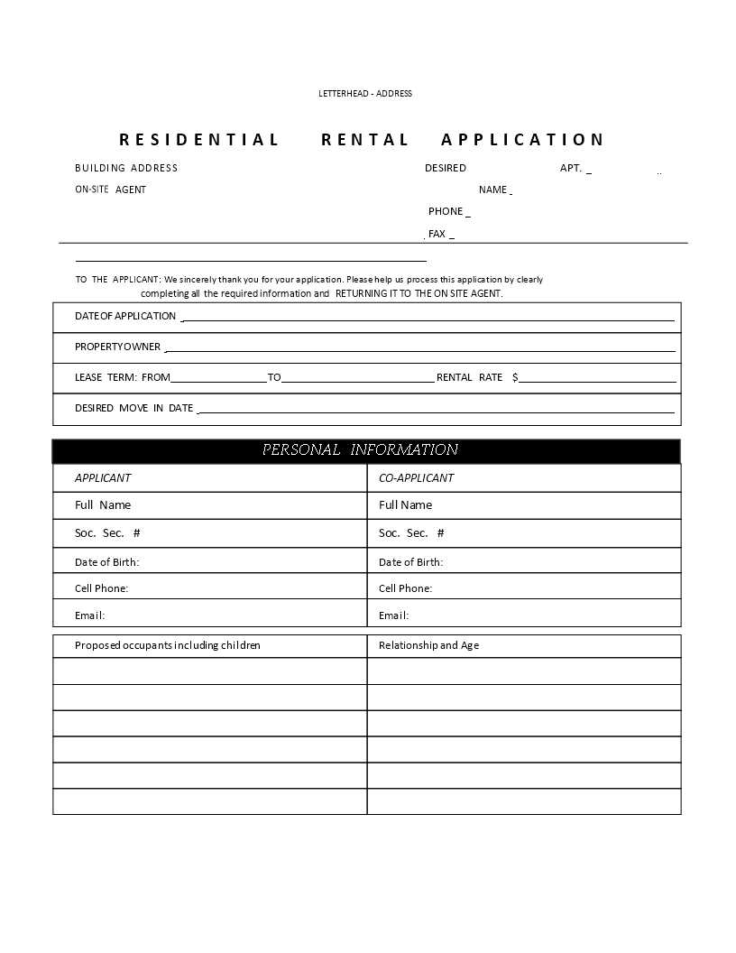 printable basic rental application form printable basic rental application form