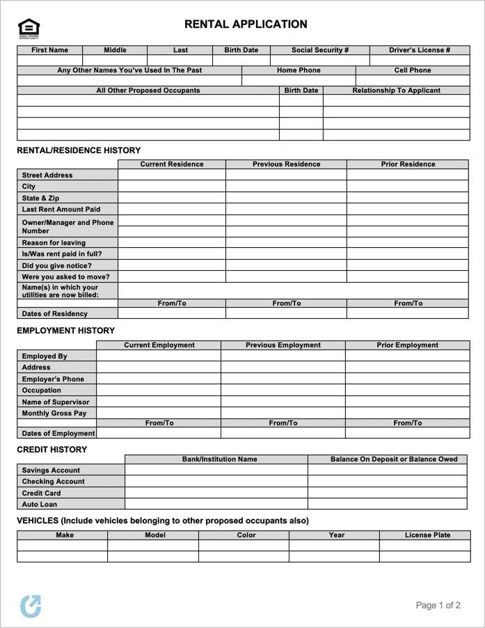 printable basic rental application form printable basic rental application form
