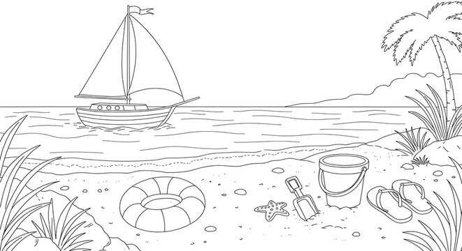 printable beach coloring page