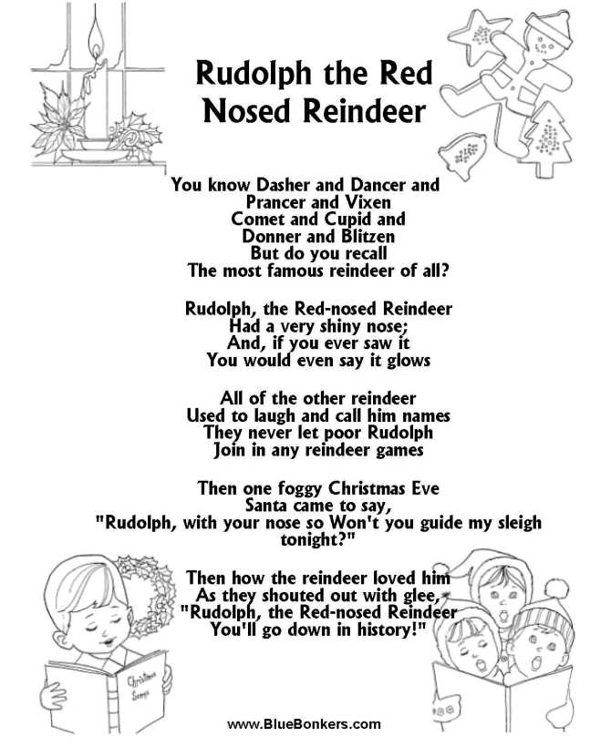 printable christmas lyrics songs