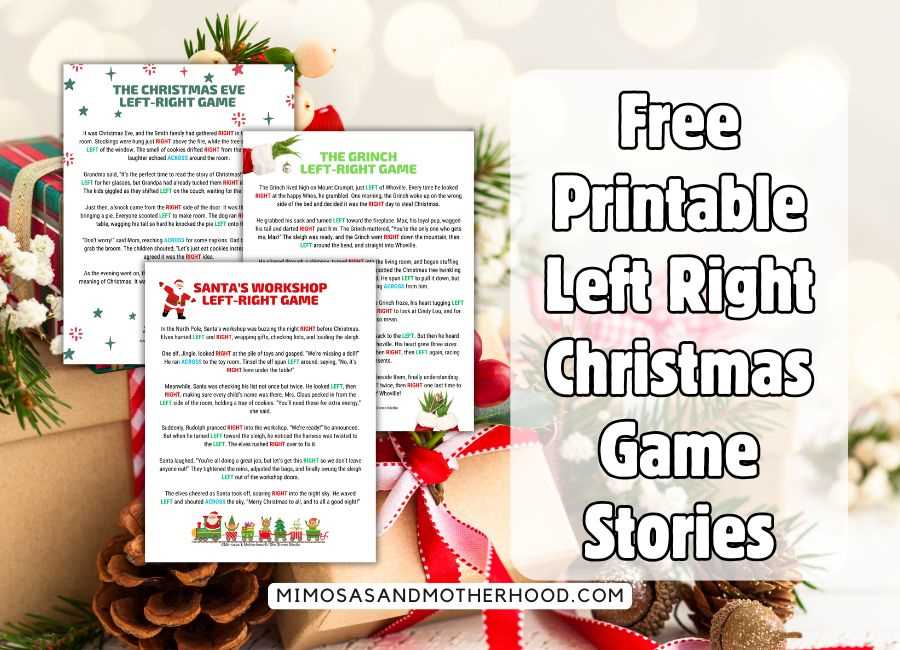 printable christmas right left game