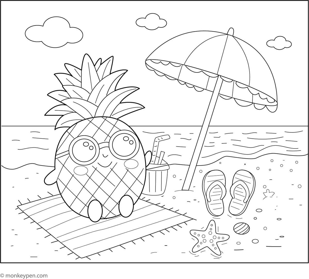 printable coloring pages beach