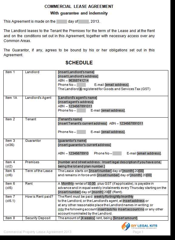 printable commercial lease agreement