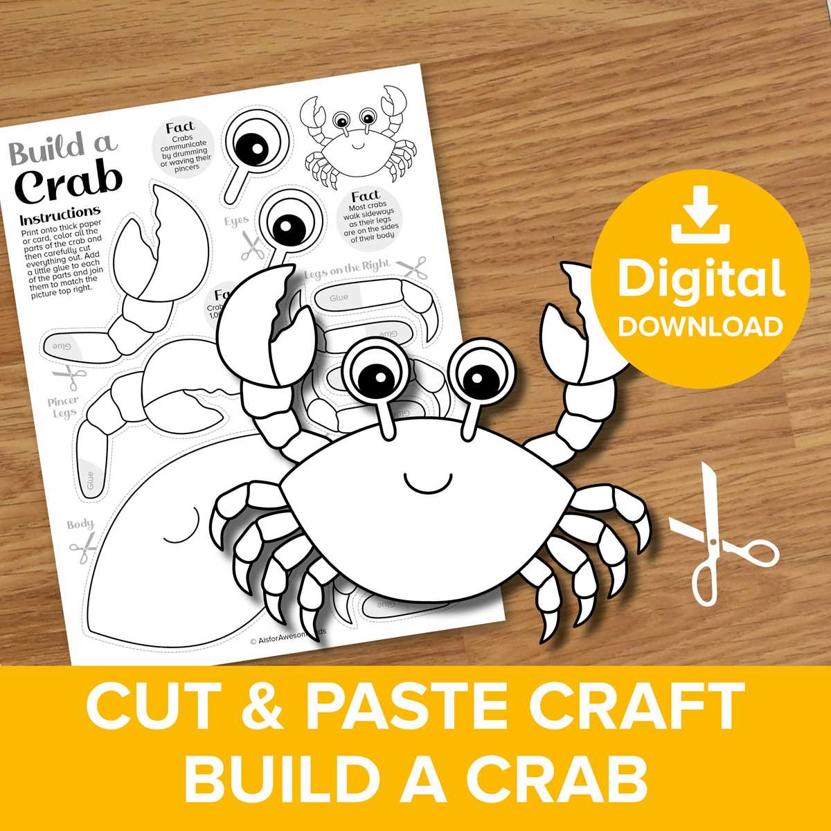 printable crab craft template
