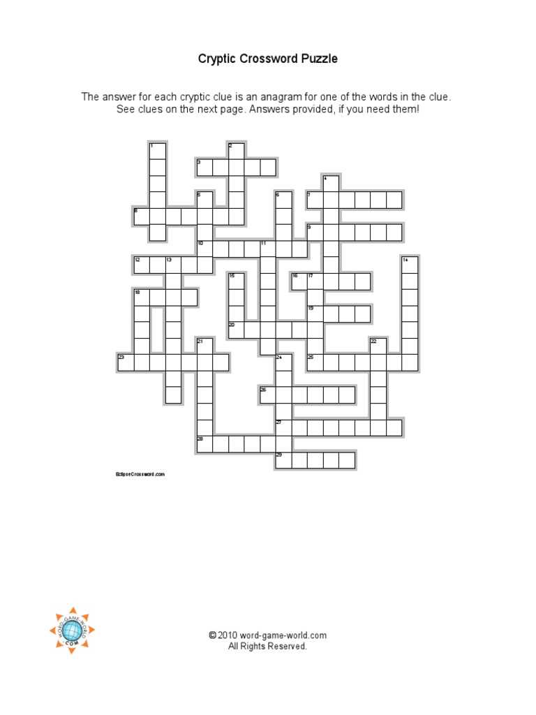 printable cryptic crossword puzzles