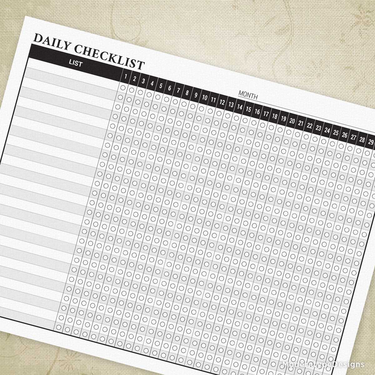 printable daily checklist