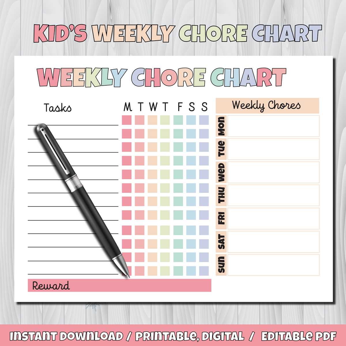 printable daily chore charts