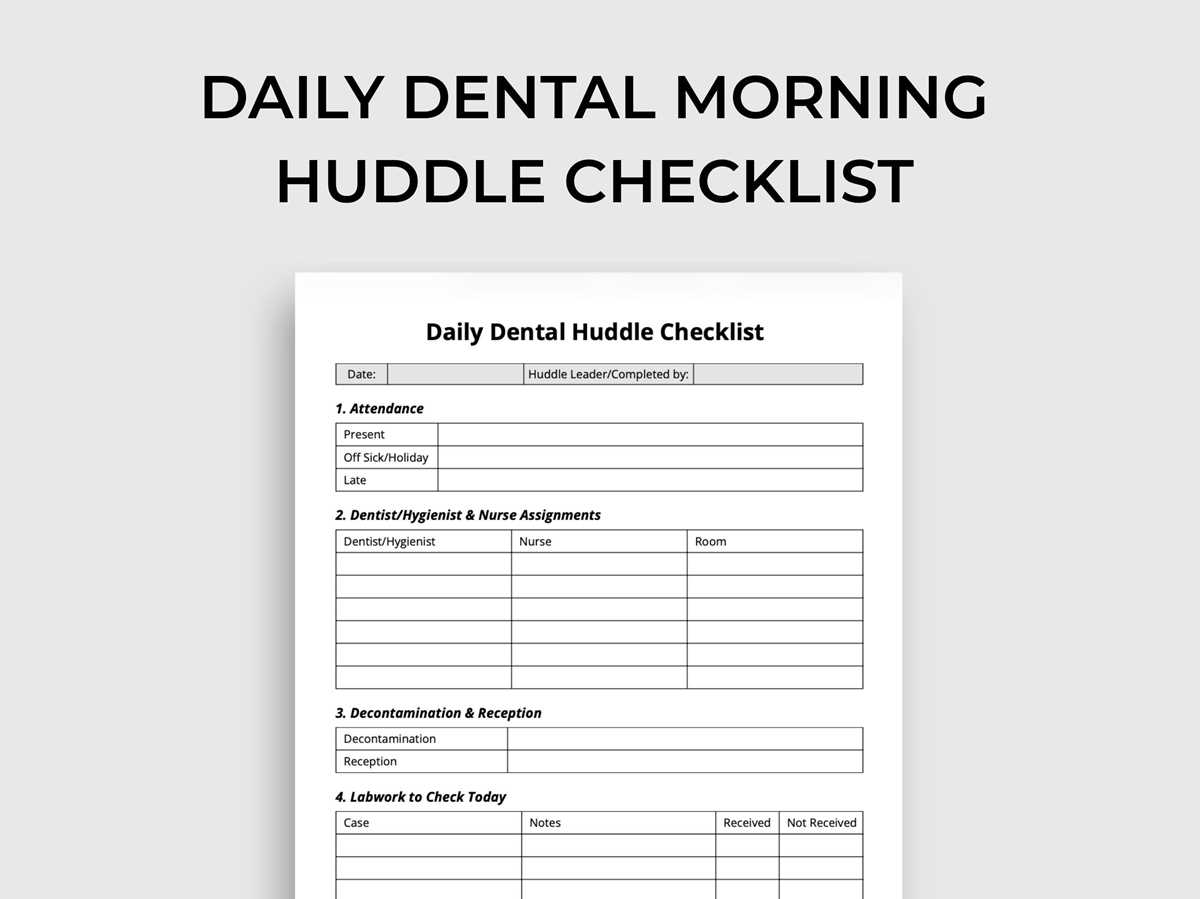 printable dental office daily checklist