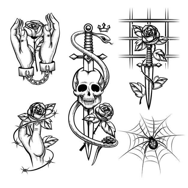 printable easy outline tattoo stencil designs