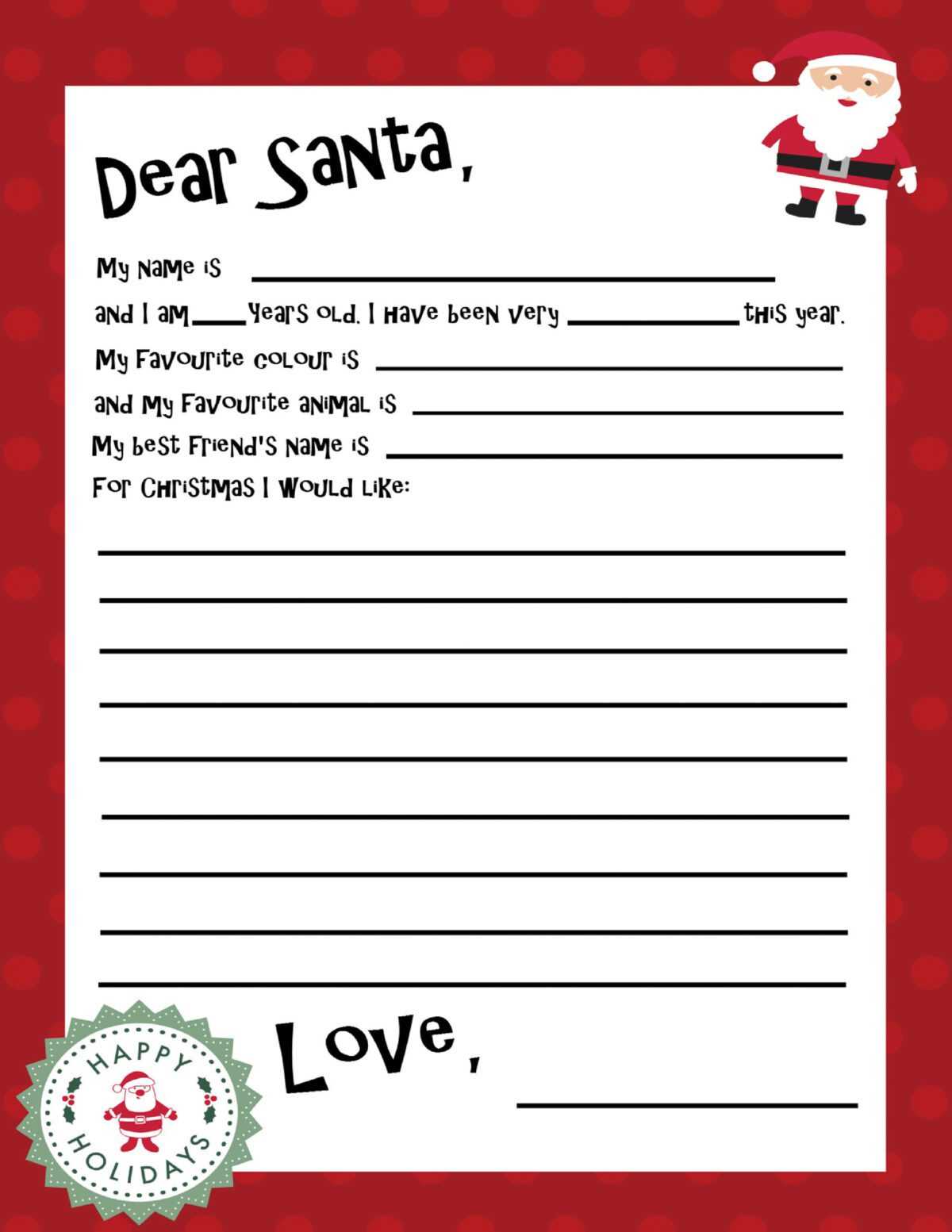 printable father christmas letters