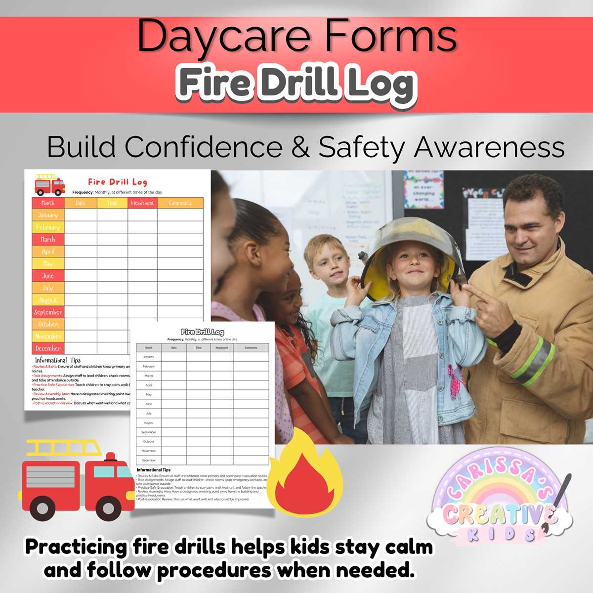 printable fire drill form template
