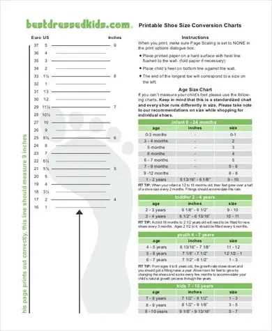 printable foot measurement chart
