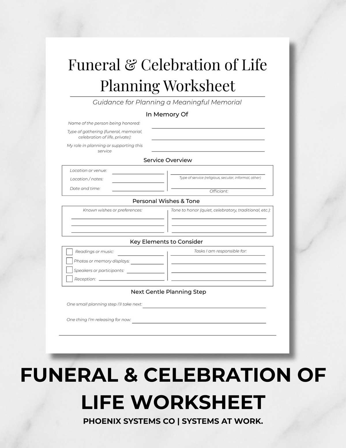printable funeral pre planning worksheet