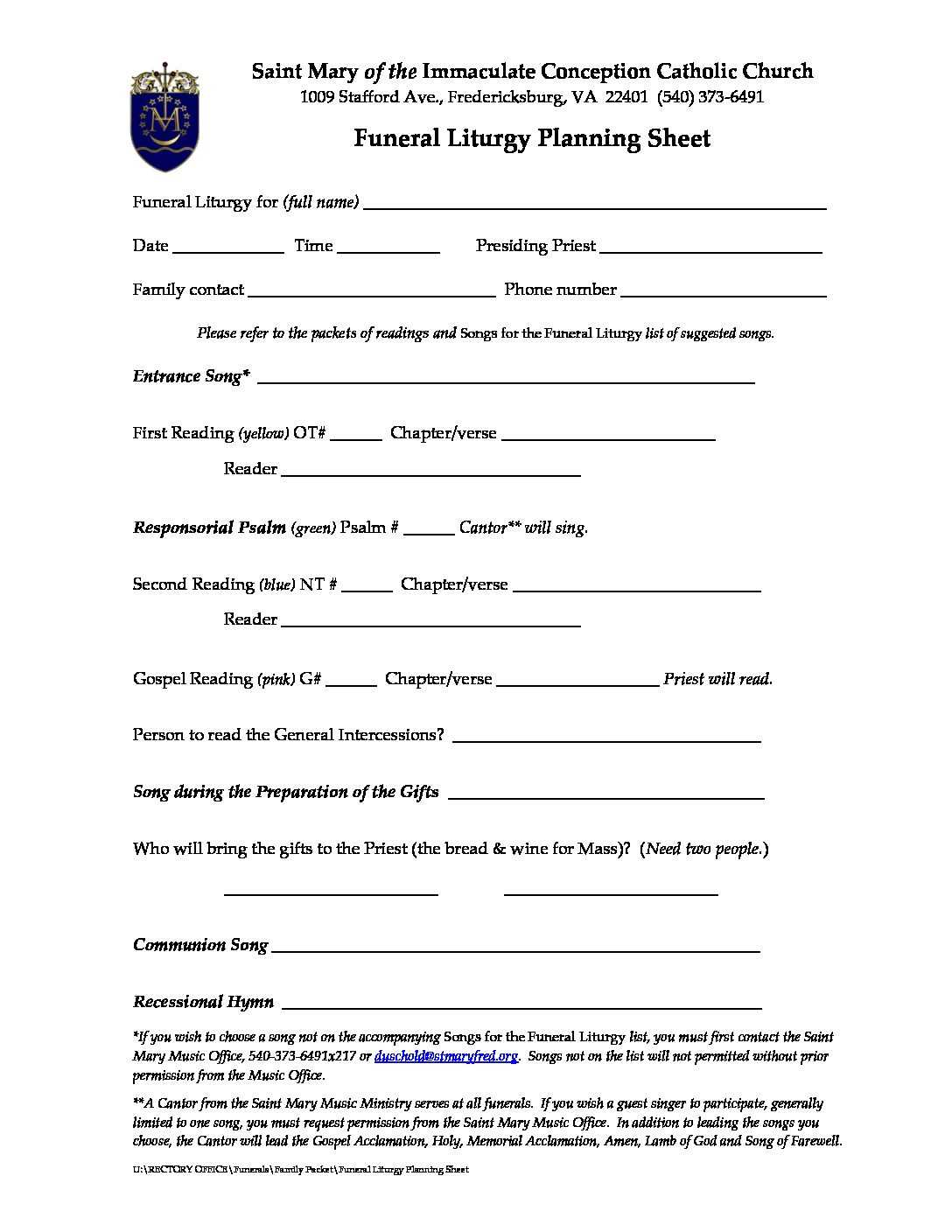 printable funeral pre planning worksheet