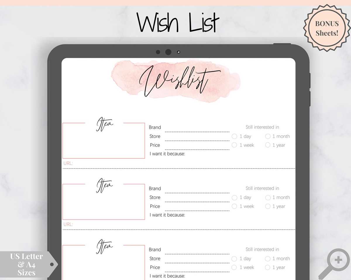 printable gift list
