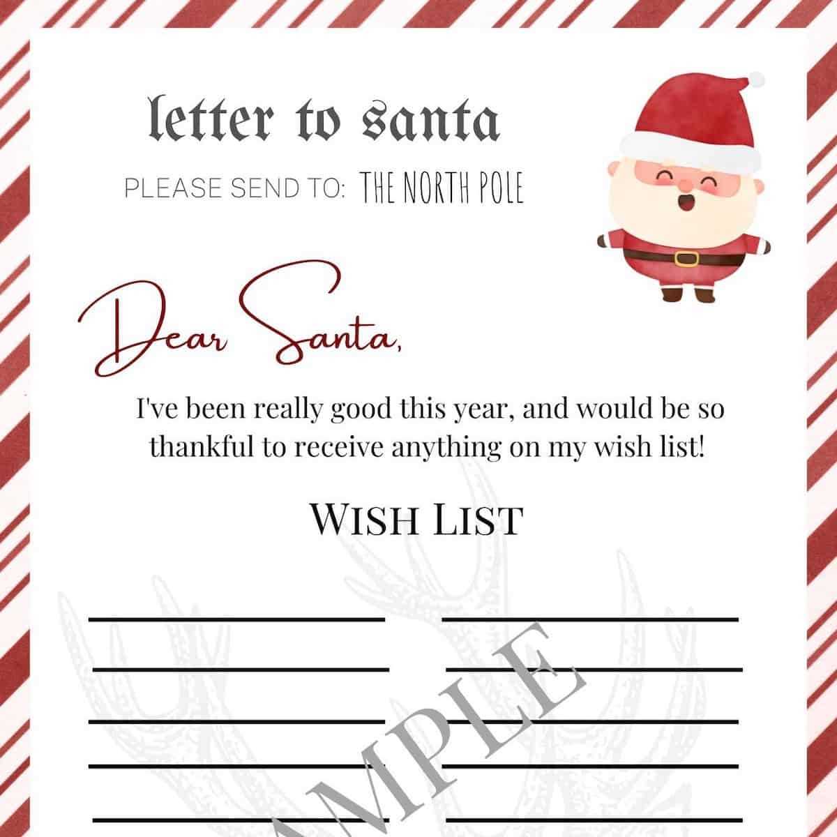 printable letter to santa template