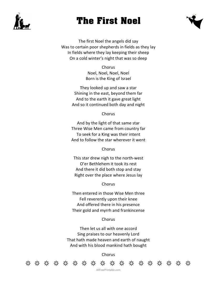 printable lyrics to the first noel printable lyrics to the first noel