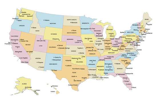 printable map of usa with cities