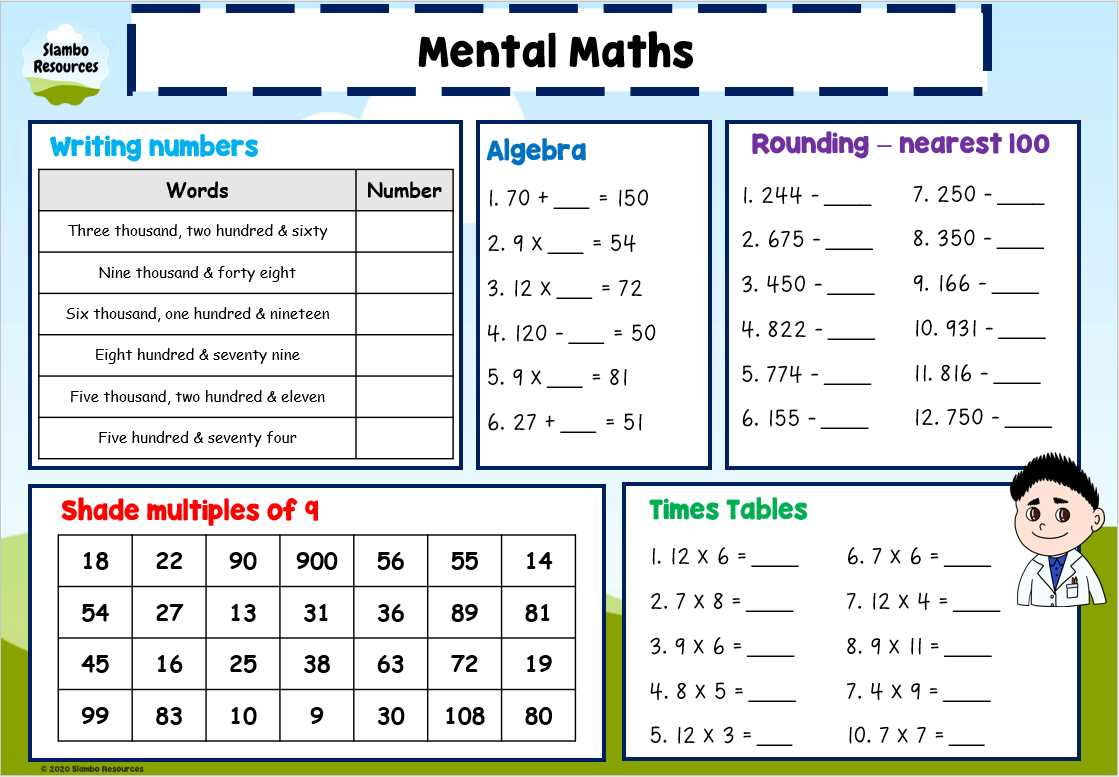 printable math pages for 4th graders