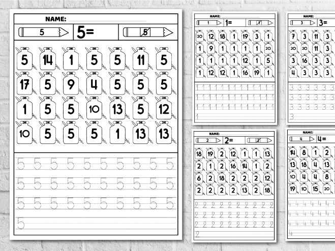 printable number writing practice 1 20